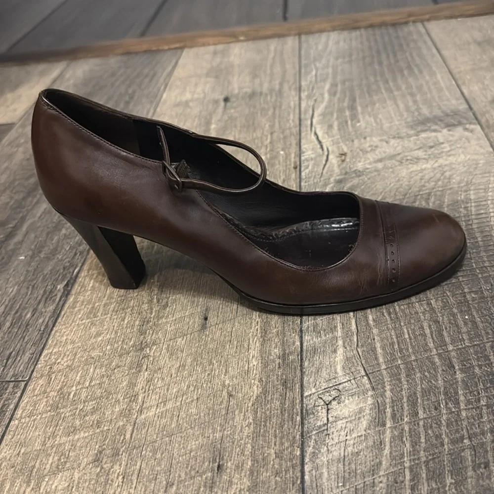 Authentic Marc Jacobs designer heeled Mary Jane brown leather shoes sz 8